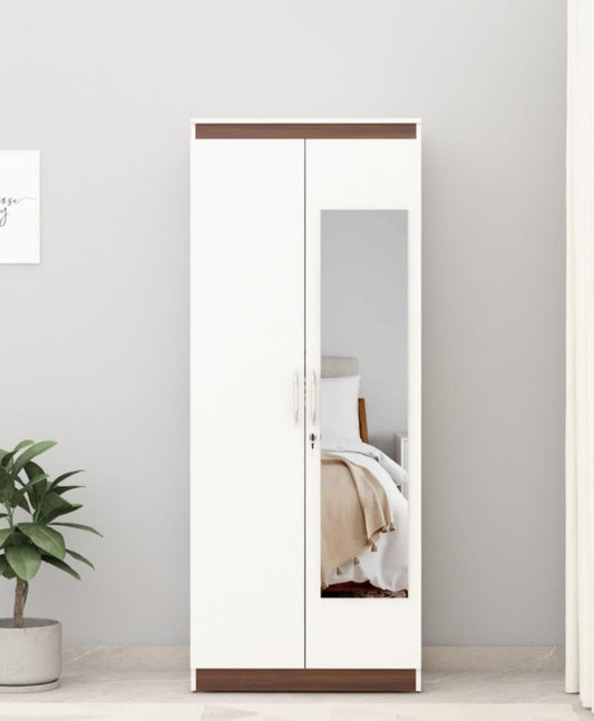 2 door Almirah wardrobe in Frosty White colour with drawer and Hanging Space / 2 door wardrobe for bedroom with storage