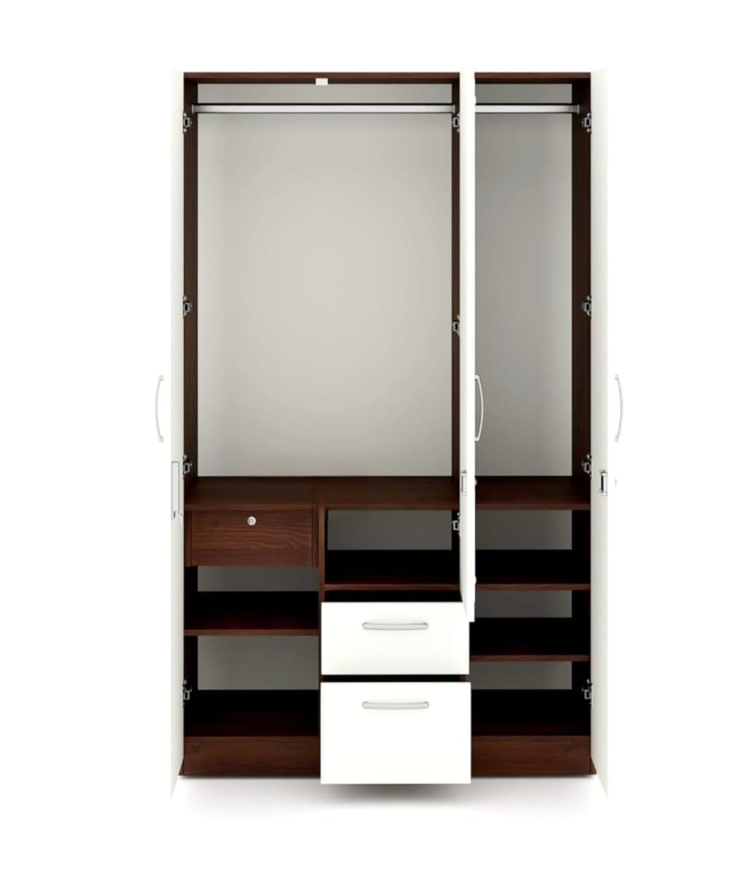 3 Door Almirah Engineering Wood With 2 Drawer and Mirror Premium Look and Quality