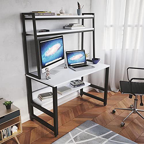 Bowzar 3 Tier Engineered Wood Desk for Computer Office Home Study Table