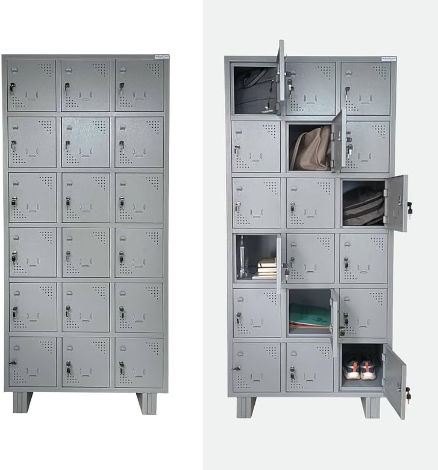 Bowzar 15 Door Steel Locker Cupboard for Office, Gym, School, Staff & Warehouse | Mild Steel CRCA Storage Locker Cabinet with Cam Lock, Powder Coat – H78 x W36 x D19 Inch