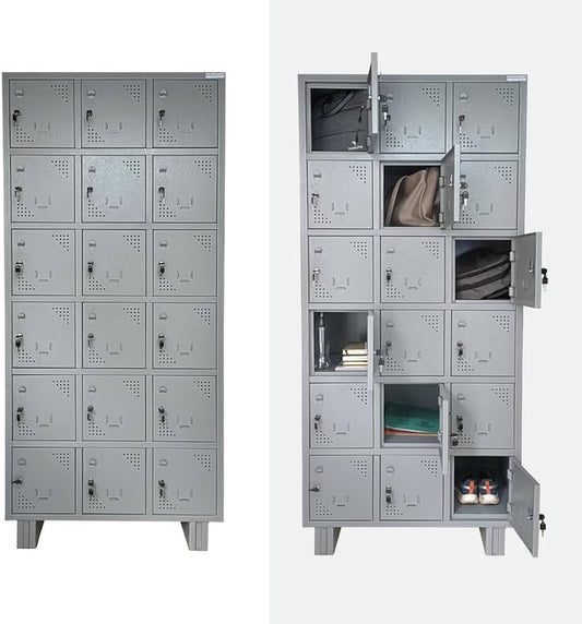 Bowzar 15 Door Steel Locker Cupboard for Office, Gym, School, Staff & Warehouse | Mild Steel CRCA Storage Locker Cabinet with Cam Lock, Powder Coat – H78 x W36 x D19 Inch