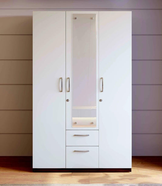 3 Door Almirah Engineering Wood With 2 Drawer and Mirror Premium Look and Quality
