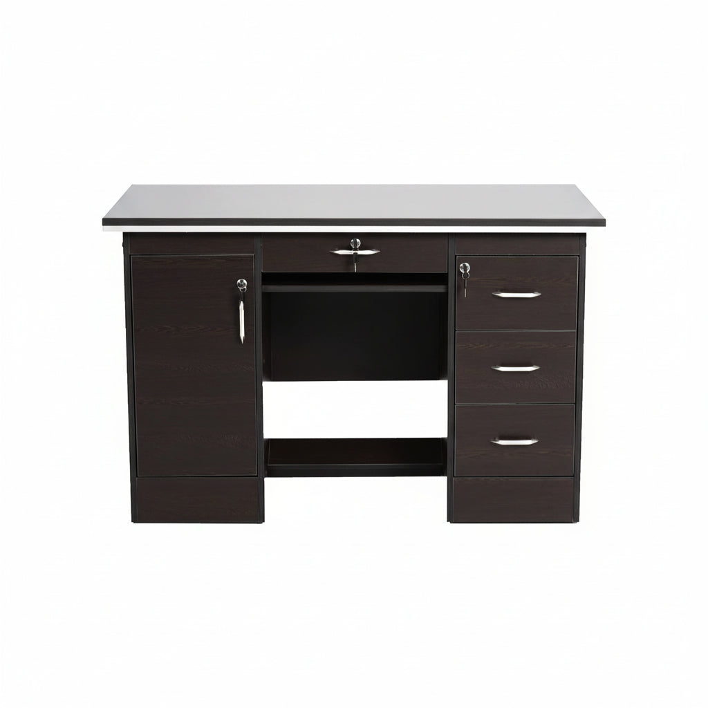 Bowzar 4x2 Feet Office Table Both Side Drawer Study Table Computer Table Desk COD