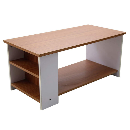 Engineering Wood Center Table Tea Table White and Brown
