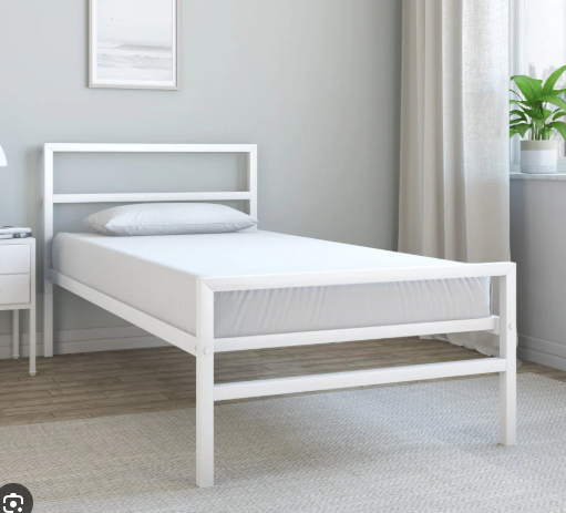 Bowzar NHM Double Bed Size 4X6.5 Feet Metal Iron Bed White Without Mattress