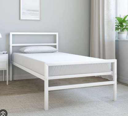 Bowzar NHM Double Bed Size 4X6.5 Feet Metal Iron Bed White Without Mattress