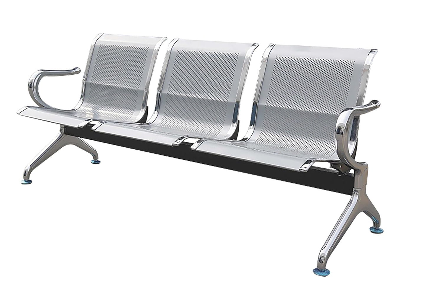 Three Seater Waiting Area Chair Visitor Chair for Airport Hospital Clinic Reception School University College Garden Public Places(Mild Steel Iron Silver)