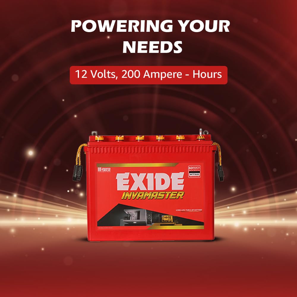 EXIDE INVAMASTER IMTT2000, 12V 200Ah Tall Tubular Inverter Battery for Home and Office with Warranty - 60 Months (36 FOC+24Pro Rata)