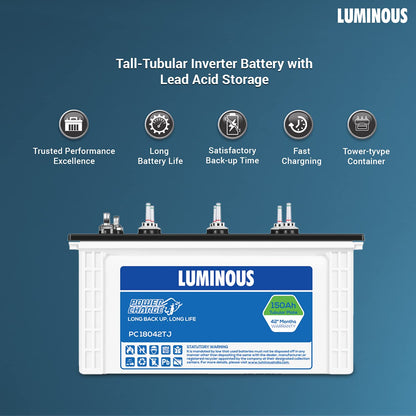 Luminous Power Charge PC 18042TJ 150 Ah Tall Jumbo Inverter Battery for Home, Office & Shops