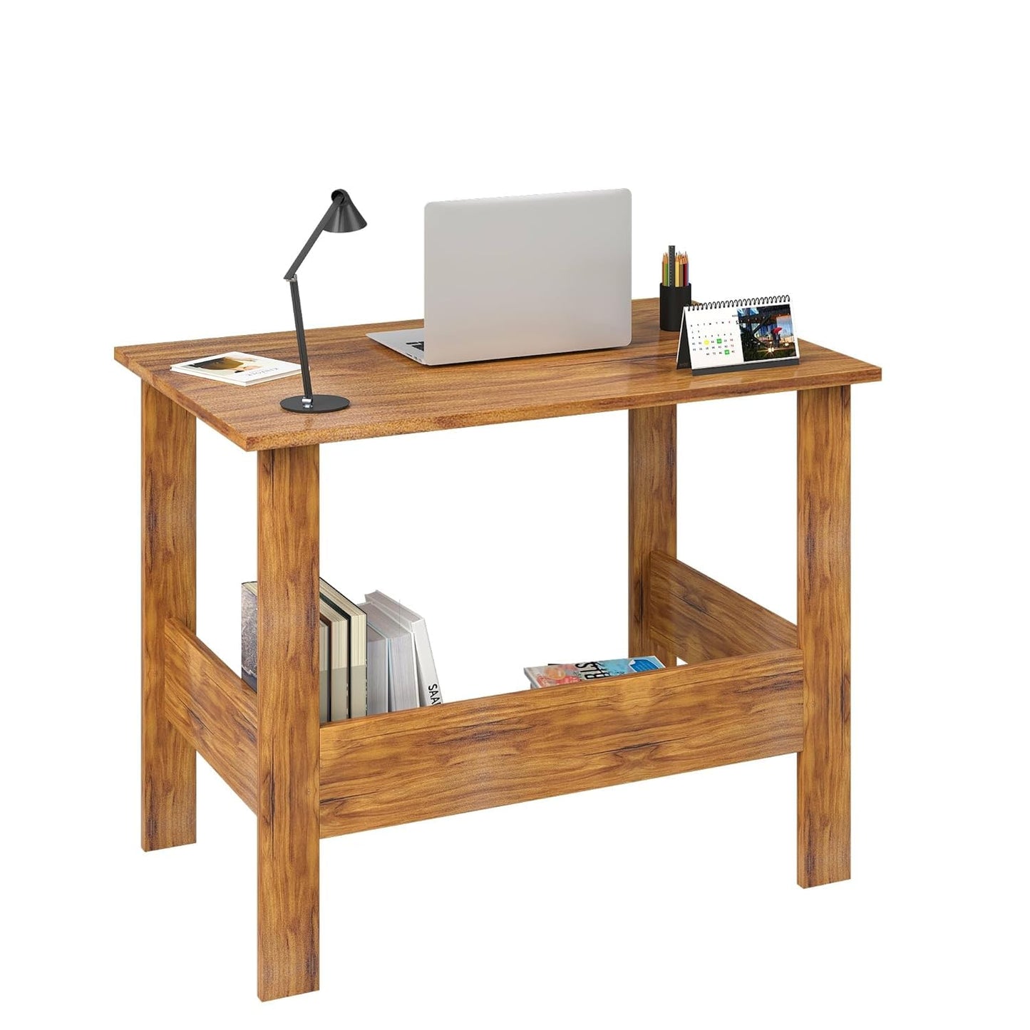 Bowzar 36X20X30 Inch Study Table with Hutch & Bottom Storage -Office Table for Laptop, PC, Working, Drawing, Computer Table with Extra Storage Space