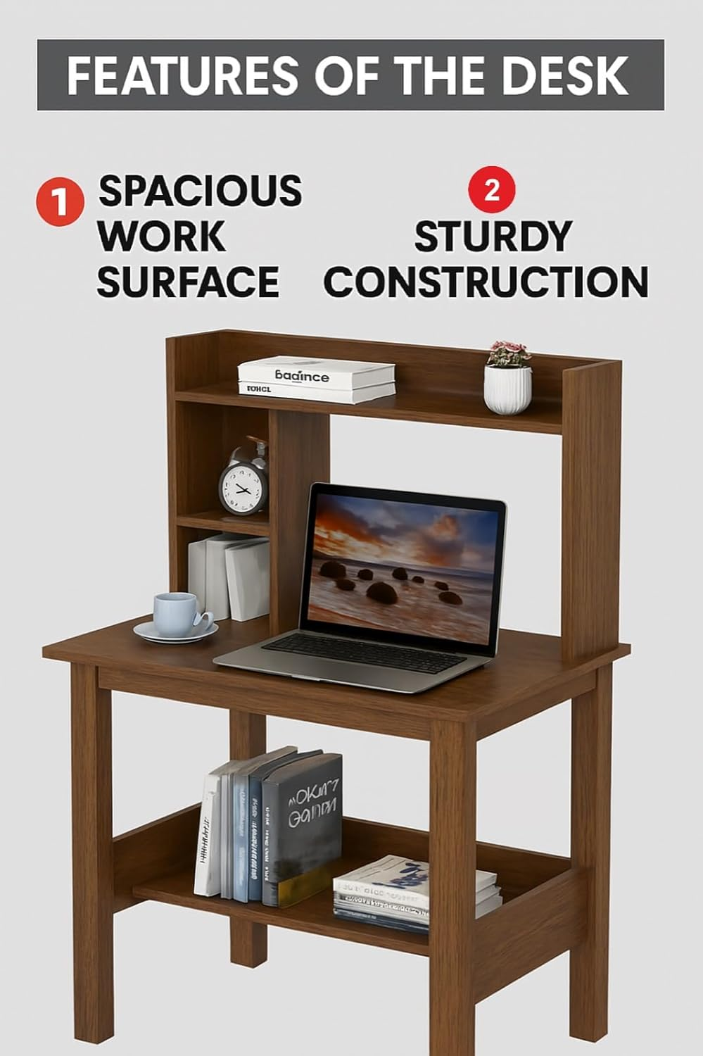 Bowzar 34X20X30 Inch Study Table With Husk Compact Size
