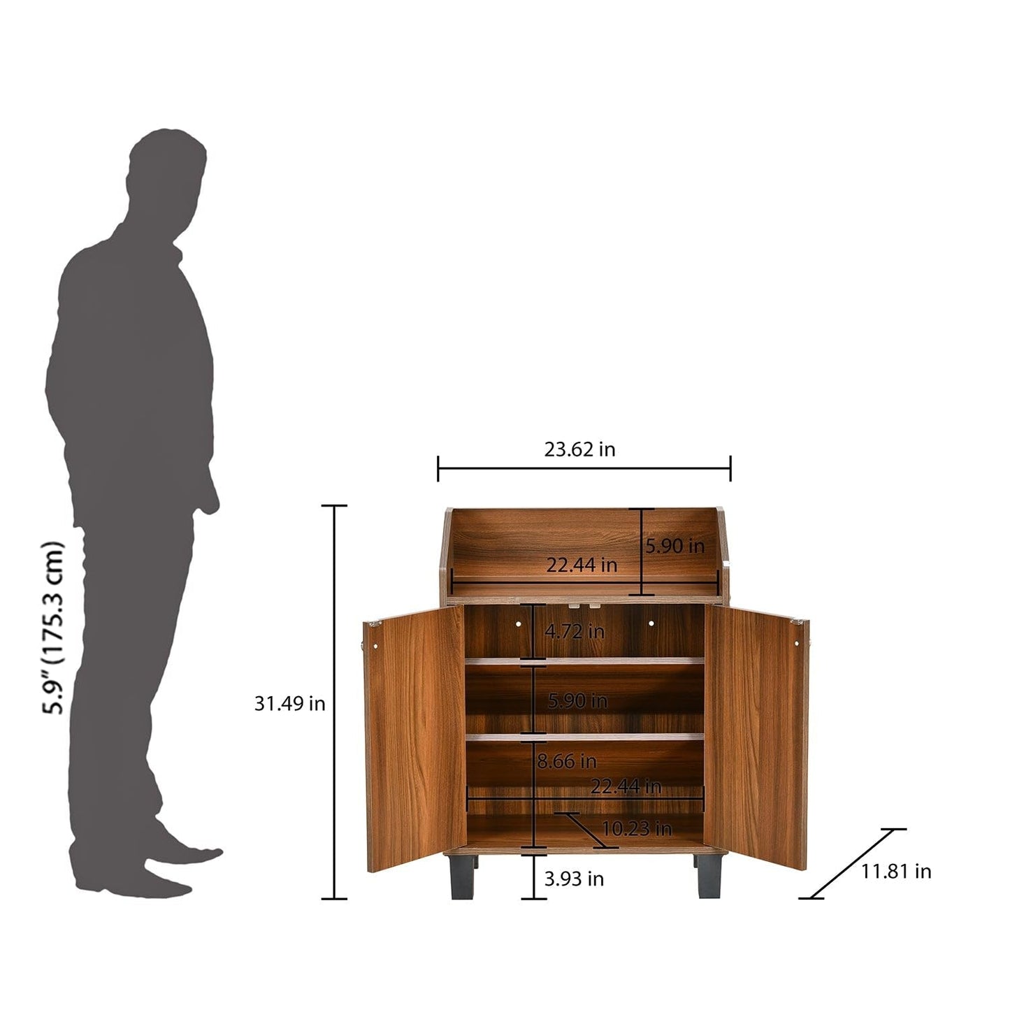 Bowzar New Engineering Wood Shoe Rack Cabinet Multipurpose Furniture