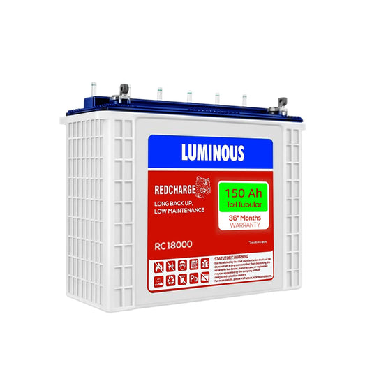 Luminous RC18000 150AH Tall Tubular 12V Battery 36 Months Warranty