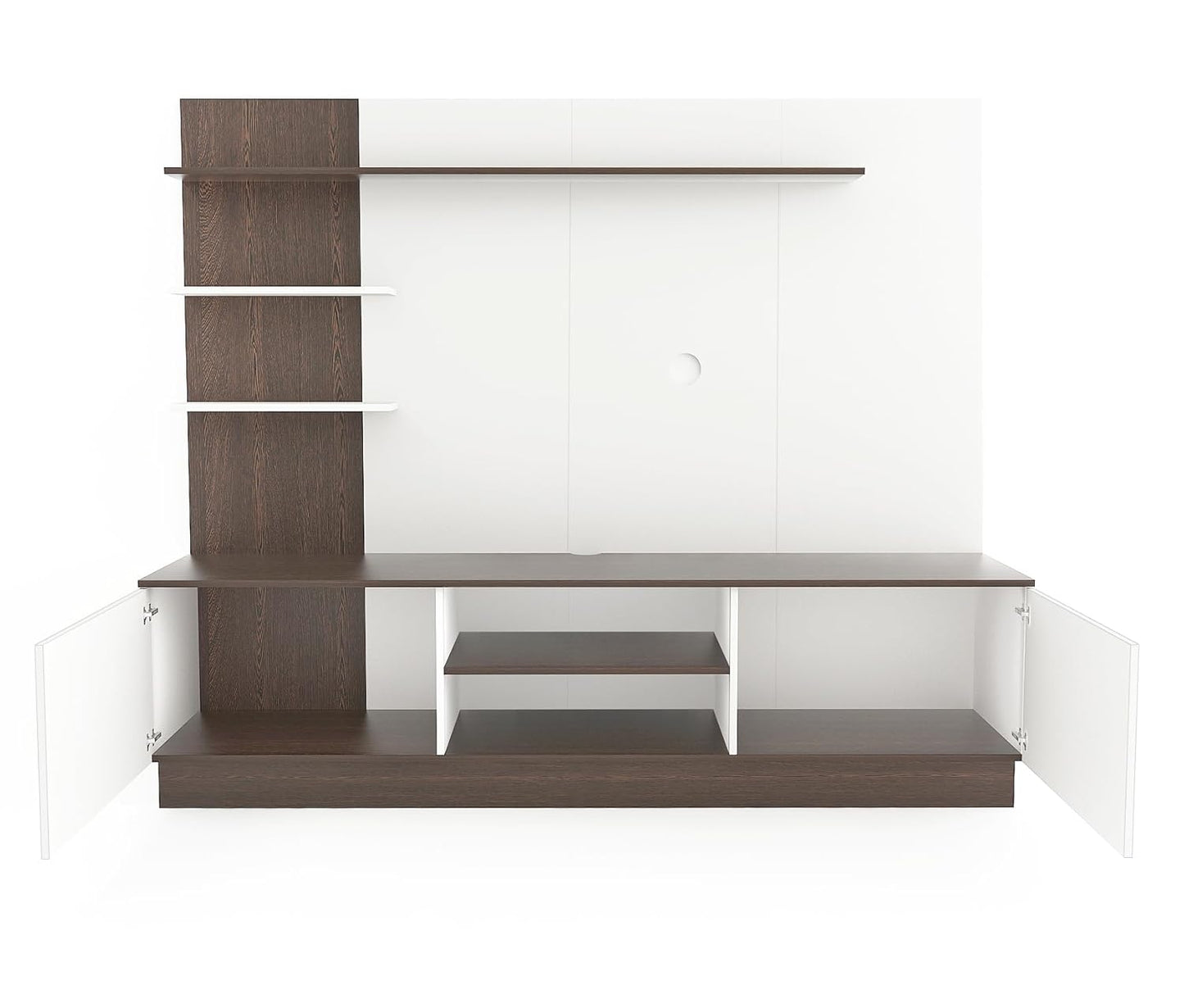 Large Engineering Wood Floor Standing TV Unit TV Cabinet with Shelves for Books & Décor Display
