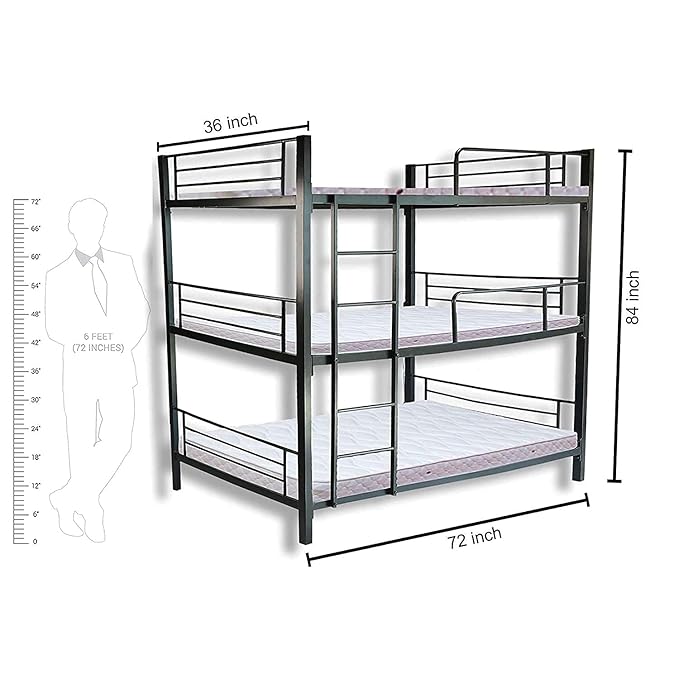 Bowzar 3 Tier Metal bunk Bed for Bedroom Home