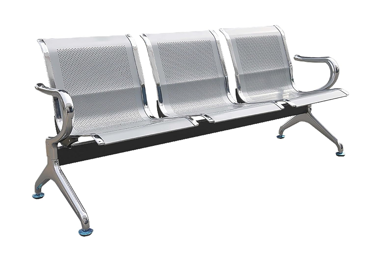 Three Seater Waiting Area Chair Visitor Chair for Airport Hospital Clinic Reception School University College Garden Public Places(Mild Steel Iron Silver)