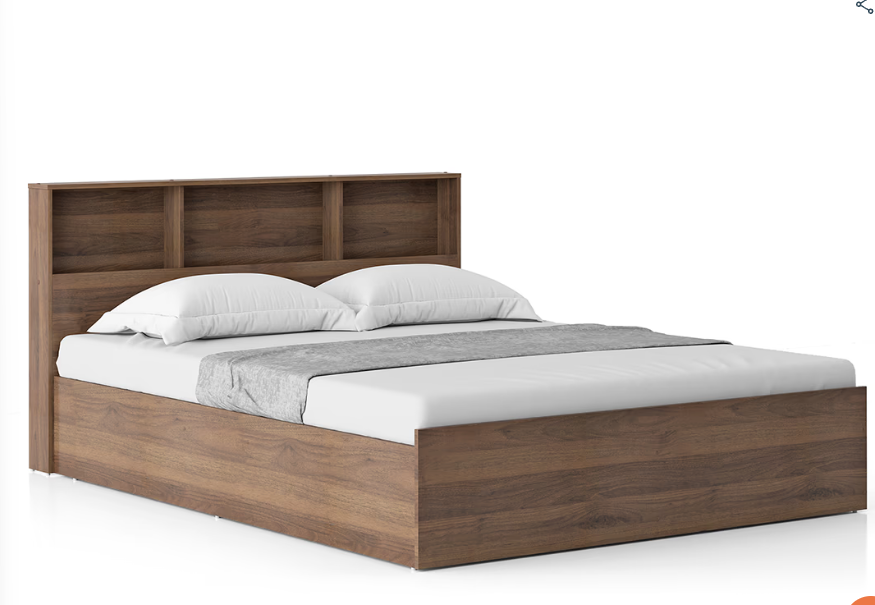 Bowzar King Box Bed Size 6X6.5 Feet Box Bed Engineering Wood With Headrest