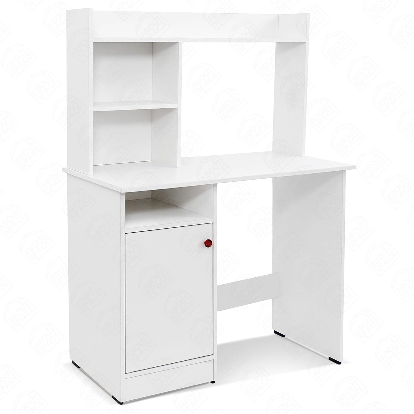 Wooden Study Table with Hutch & Bottom Storage - Office Desk - Office Table for Laptop, PC-Engineering Wood Working, Drawing, Computer Table for Home White