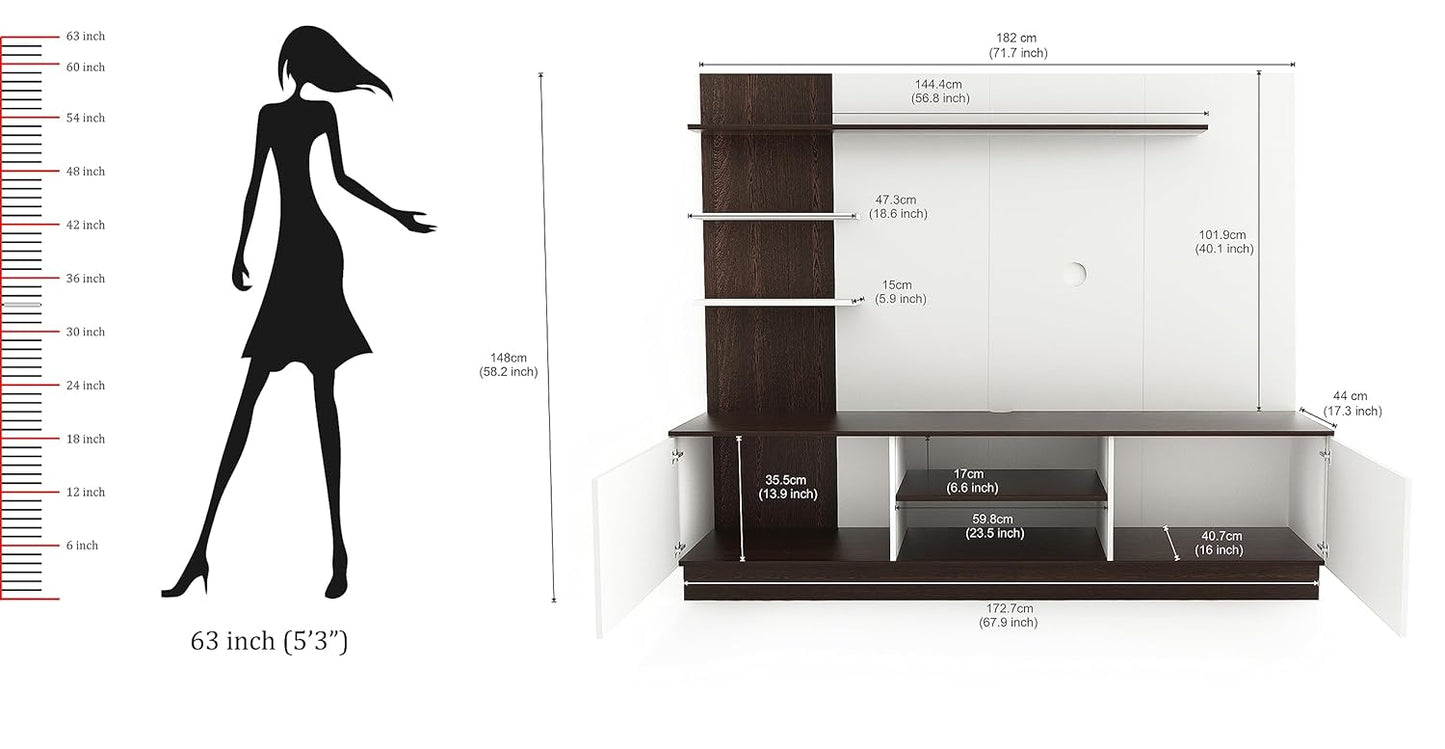 Large Engineering Wood Floor Standing TV Unit TV Cabinet with Shelves for Books & Décor Display