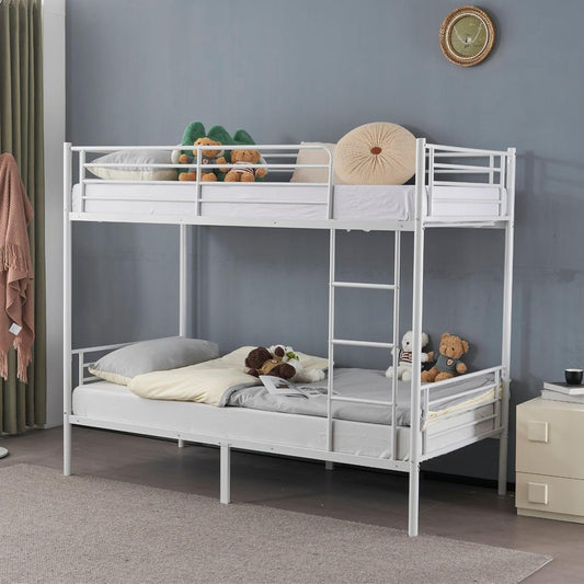 Twin Over Twin Bunk Bed,Bunk Beds for adults, Kids Bunk Bed, Single Bunk Bed with Ladder and Guard Rails, Heavy Duty Metal BunkBeds for Teens, Adults
