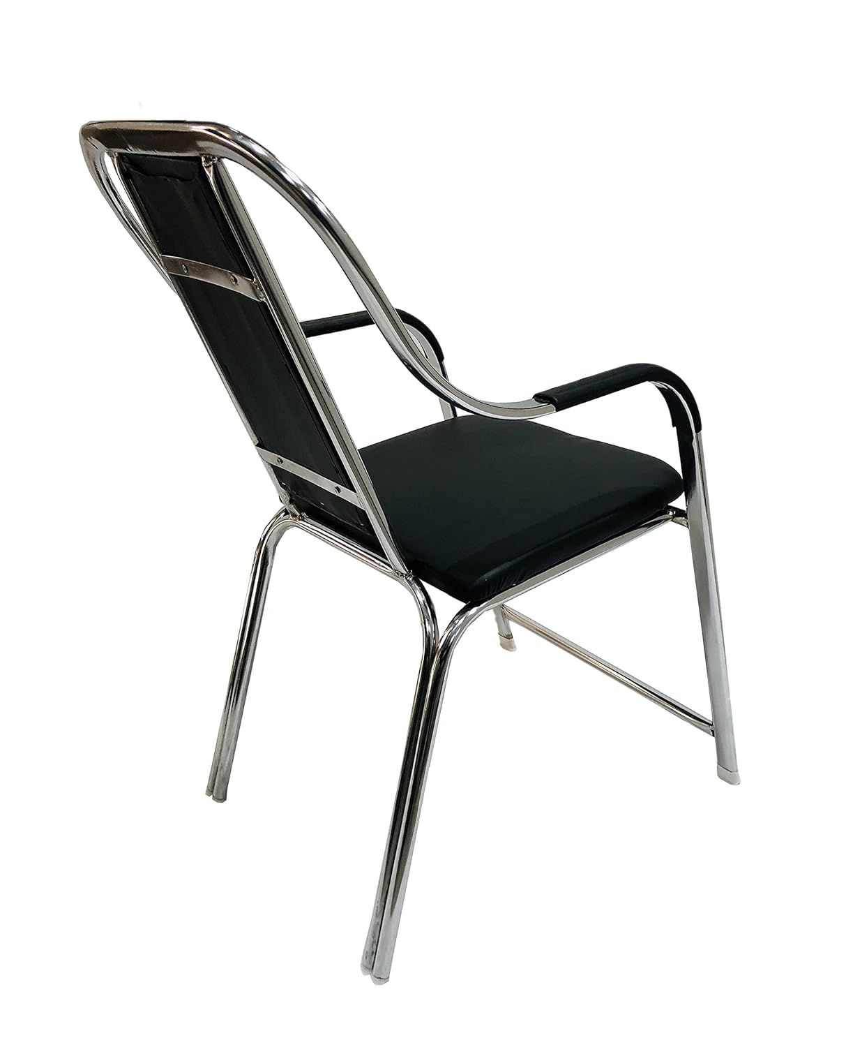 Bowzar Steel Chair Home Office with Cushion seat Back,Durable Chrome Steel Frame