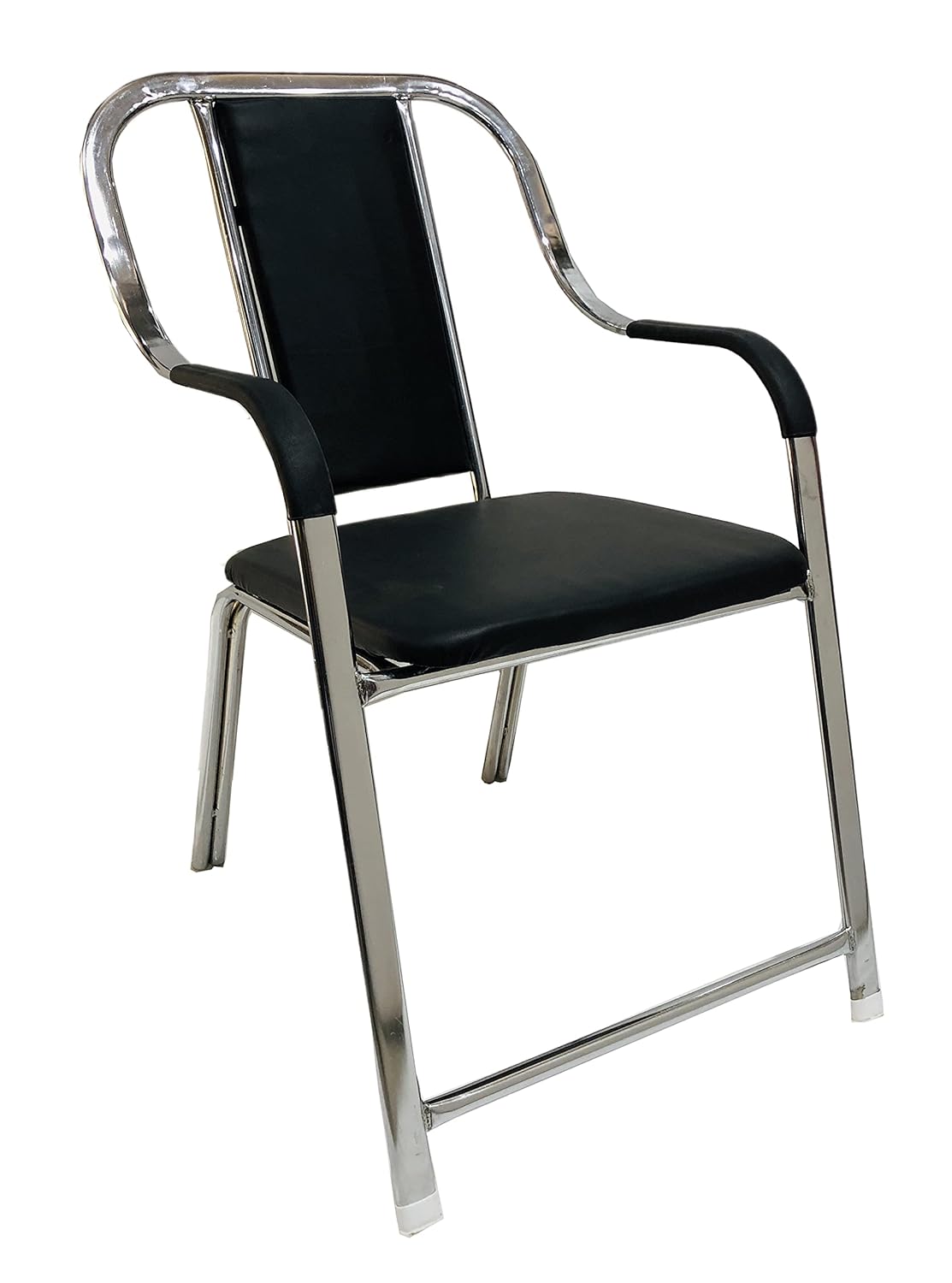 Bowzar Steel Chair Home Office with Cushion seat Back,Durable Chrome Steel Frame