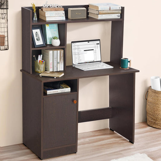 Wooden Study Table with Hutch & Bottom Storage - Office Desk - Office Table for Laptop, PC-Engineering Wood Working, Drawing, Computer Table for Home