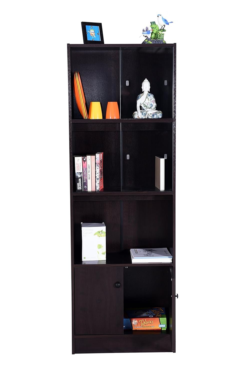 Engineered Wood Book Shelf and Display Unit Cabinet 70X24X11 Inch Wenge
