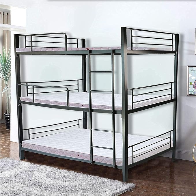 Bowzar 3 Tier Metal bunk Bed for Bedroom Home