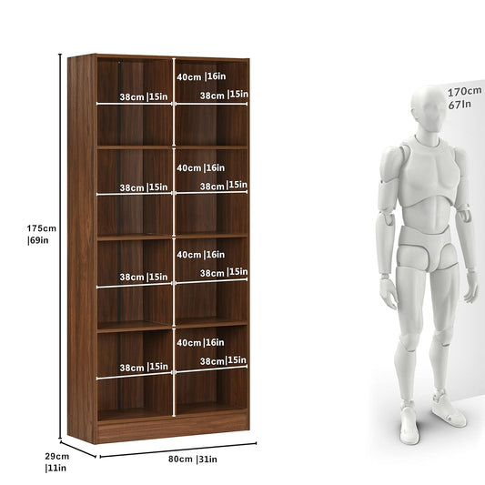 Engineered Wood Book Shelf and Display Unit 69X31X11 Inch