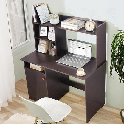 4x2 Feet Height 5 Feet Wenge Wooden Study Table with Hutch & Bottom Storage - Office Desk - Office Table Computer Table