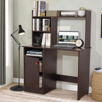 4x2 Feet Height 5 Feet Wenge Wooden Study Table with Hutch & Bottom Storage - Office Desk - Office Table Computer Table