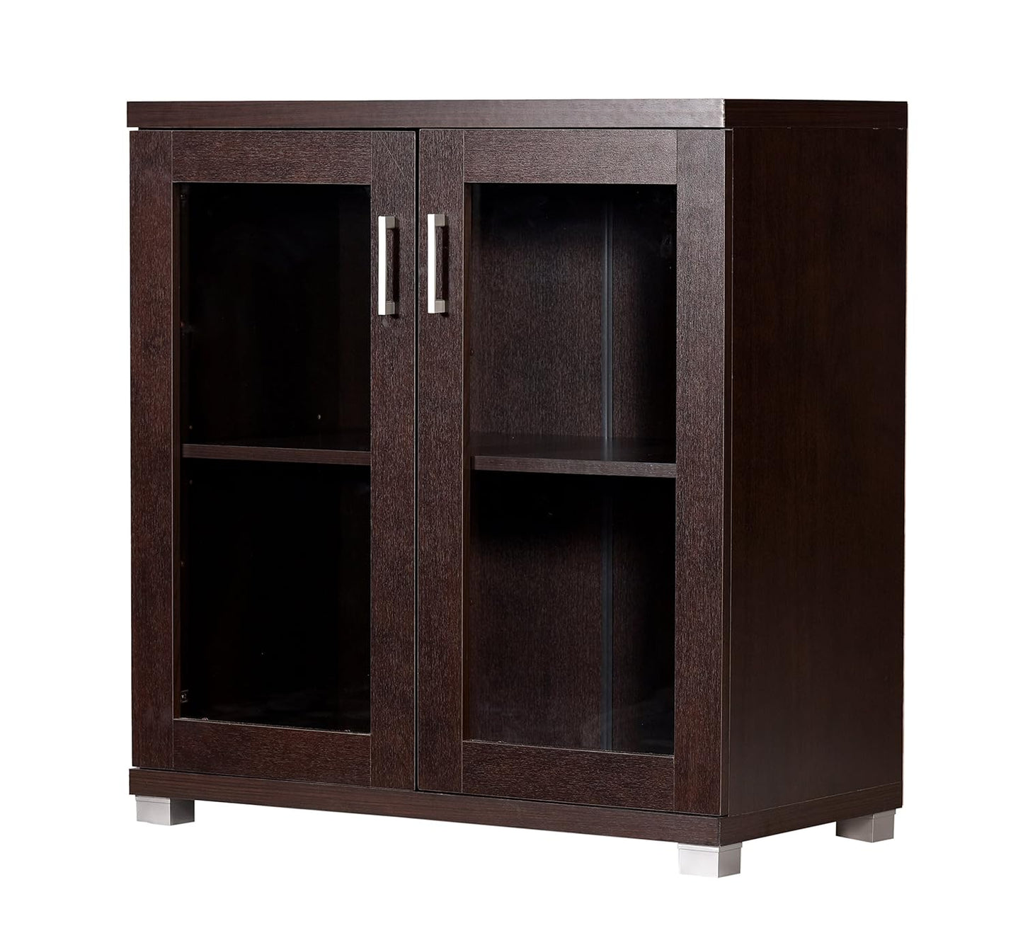 Engineered Wood Book Shelf and Display Unit Mini Cabinet With Glass 32X32X16 Inch