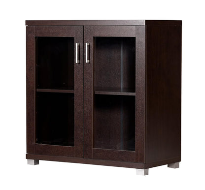 Engineered Wood Book Shelf and Display Unit Mini Cabinet With Glass 32X32X16 Inch