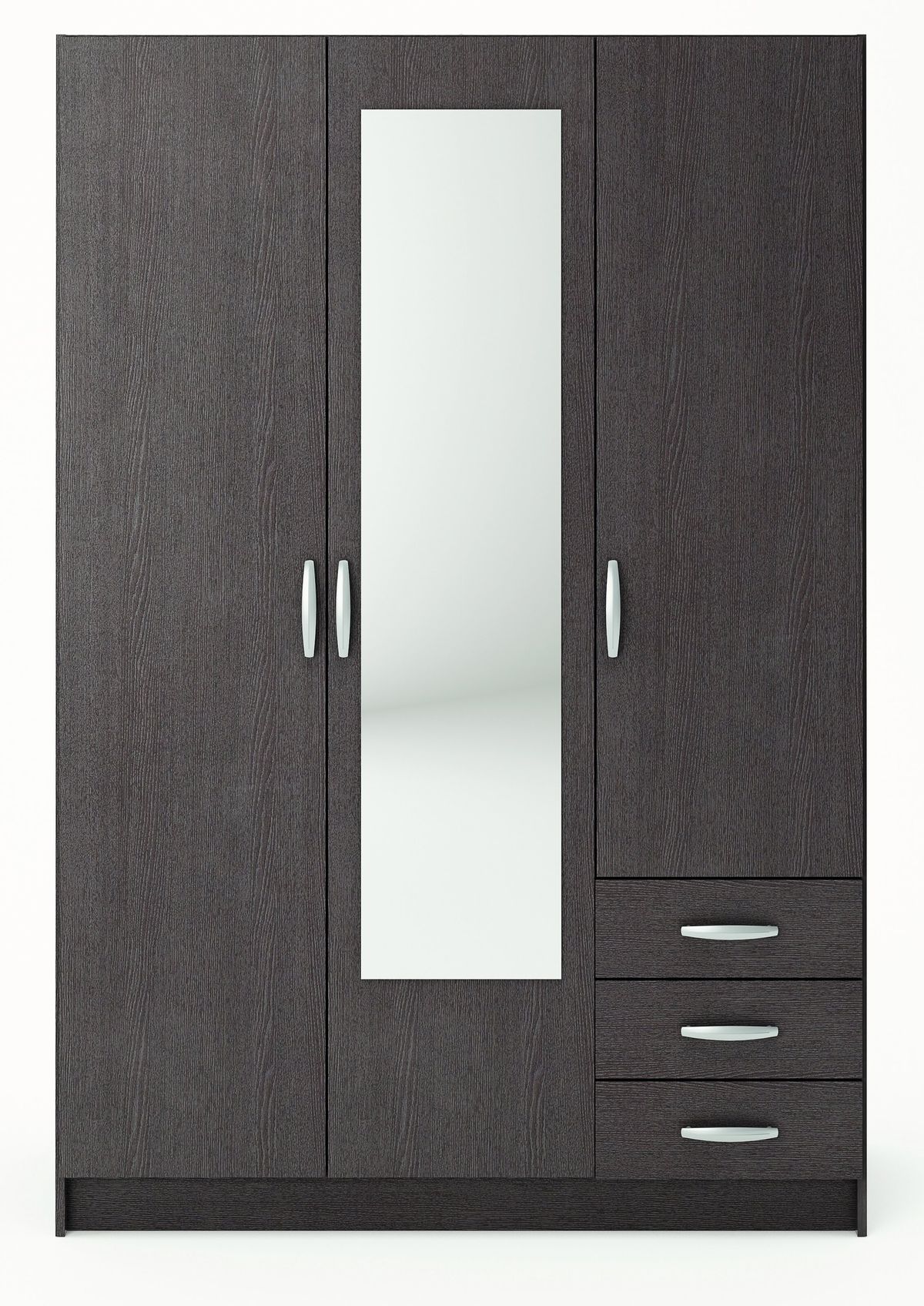 Bowzar Premium Wood Base 3 Door Almirah Wardrobe With Three Drawer Wenge
