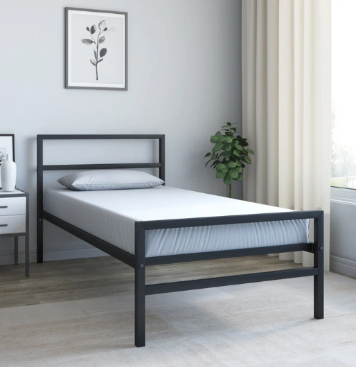 Bowzar NHM Single Bed Size 3X6.5 Feet Metal Iron Bed Long Lasting Black Without Mattress