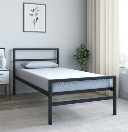 Bowzar NHM Single Bed Size 3X6.5 Feet Metal Iron Bed Long Lasting Black Without Mattress