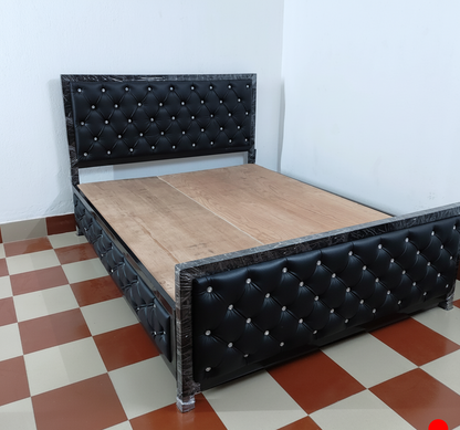Bowzar KCDD King Bed Upholstered Cushion All Side Cushion 6x6.5 Feet Black