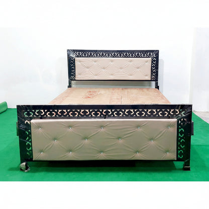 Bowzar Queen Bed Size 5x6.5 Feet KCKM Plain Diamond Beige Premium Queen Bed