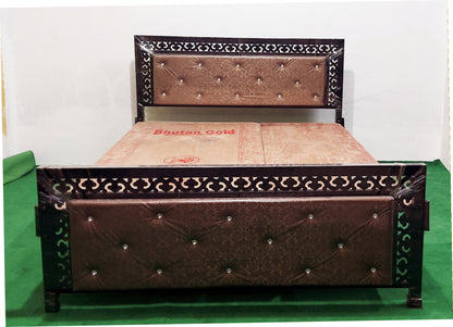 Bowzar Queen Bed Size 5x6.5 Feet KCKM Plain Diamond Golden Premium Queen Bed
