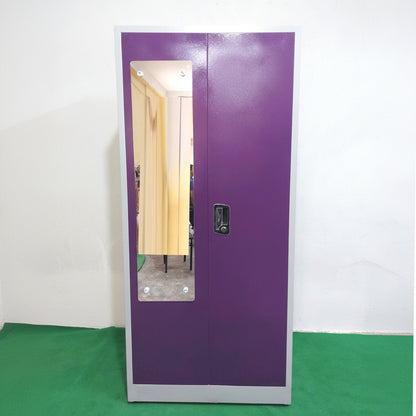Bowzar 22 Gauge 2 Door Steel Almirah Wardrobe Maruti Lock Heavy Weight Purple - Bowzar - 