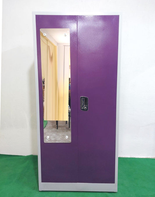 Bowzar 22 Gauge 2 Door Steel Almirah Wardrobe Maruti Lock Heavy Weight Purple - Bowzar - 