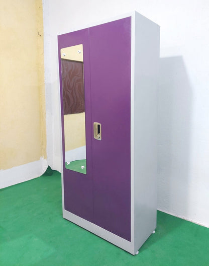 Bowzar 22 Gauge 2 Door Steel Almirah Wardrobe Maruti Lock Heavy Weight Purple - Bowzar - 