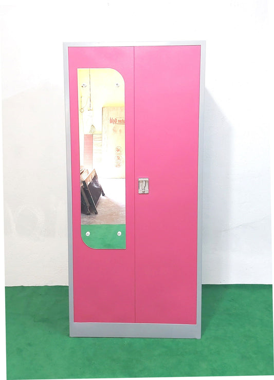 Bowzar 24 Gauge 2 Door Steel Almirah S-Lock Pink - Bowzar - 