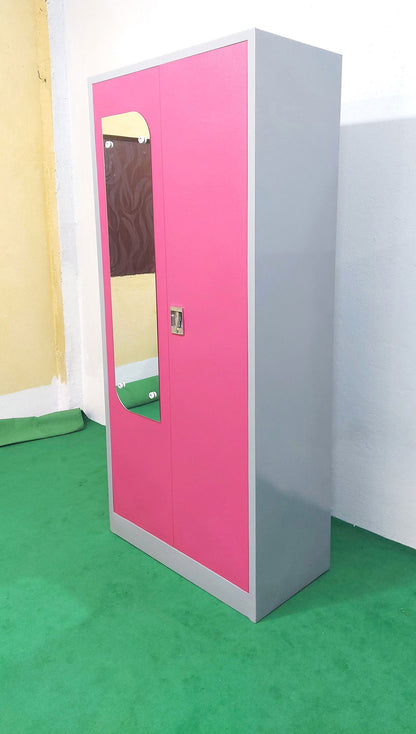 Bowzar 24 Gauge 2 Door Steel Almirah S-Lock Pink - Bowzar - 