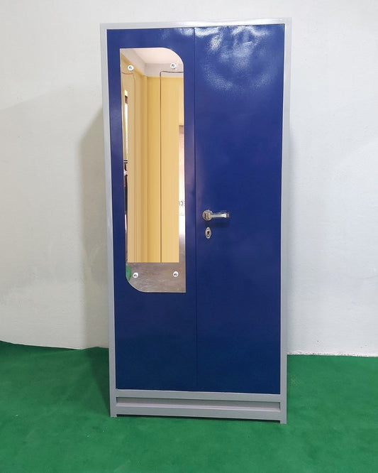 Bowzar 24 Gauge 2 Door Steel Almirah Wardrobe Standard Lock Heavy Weight Deep Blue - Bowzar - 