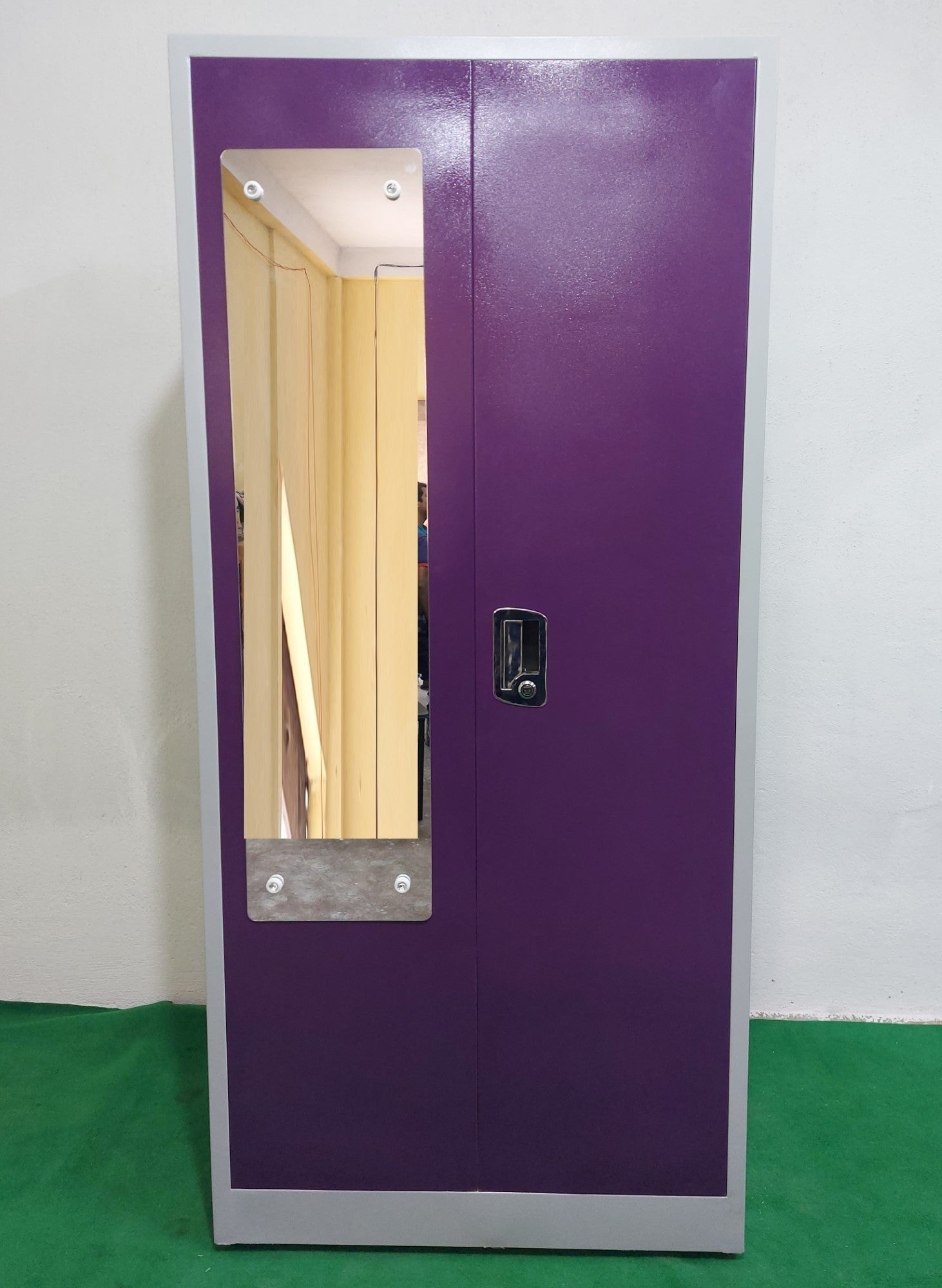 Bowzar 24 Gauge Maruti Lock Steel Almirah Wardrobe 2 Door Purple - Bowzar - 