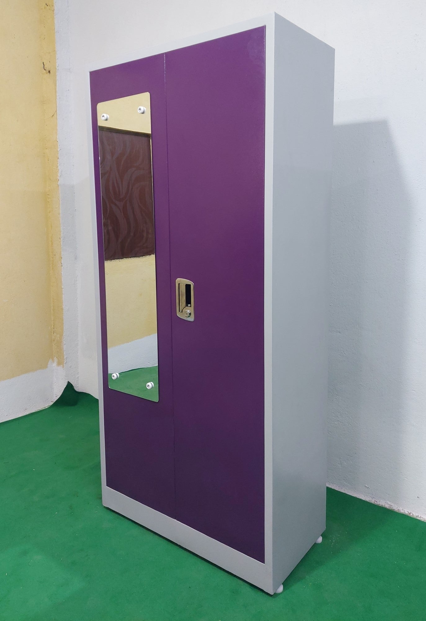 Bowzar 24 Gauge Maruti Lock Steel Almirah Wardrobe 2 Door Purple - Bowzar - 