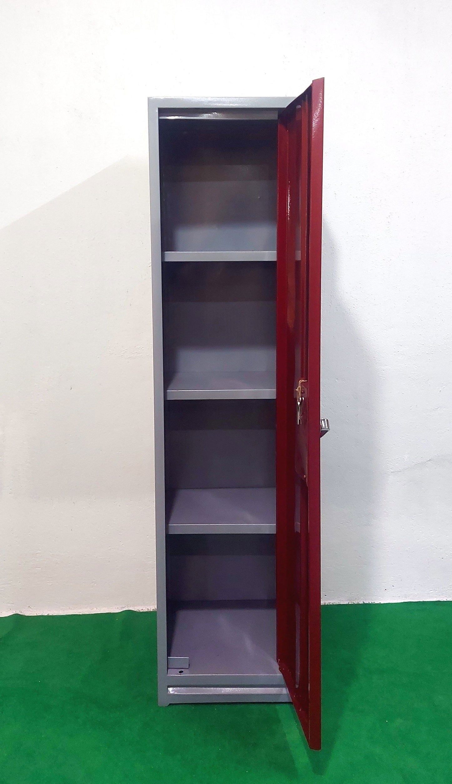 Bowzar 24 Gauge Single Door Steel Almirah Maroon - Bowzar - 