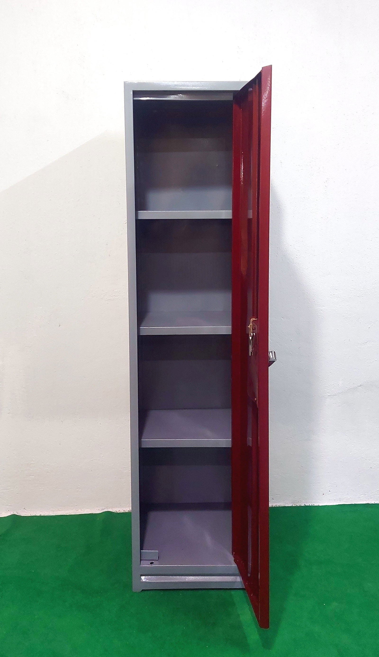 Bowzar 24 Gauge Single Door Steel Almirah Maroon - Bowzar - 